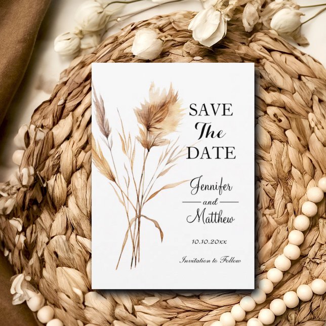 Elegant Pampas Grass 5x7"  Save The Date (Creator Uploaded)