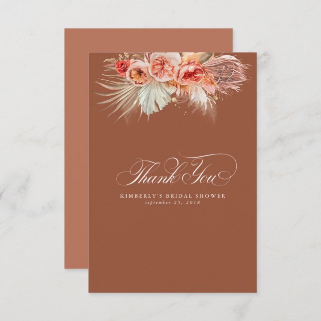 Elegant Pampas Grass Terracotta Floral Thank You (Front/Back)