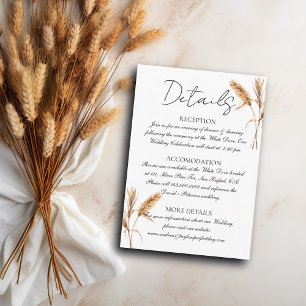 Elegant Pampas Grass Wedding Details Enclosure Card