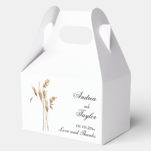 Elegant Pampas Grass Wedding Favor Box (Front)