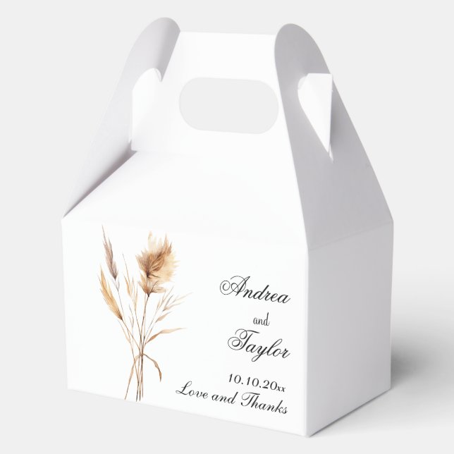 Elegant Pampas Grass Wedding Favor Box (Front)