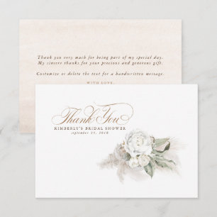 Elegant Pampas Grass White Floral Thank You Card
