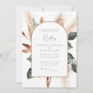 Elegant Pampas Sage Geometric Wedding  Invitation