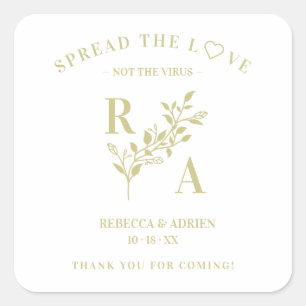 Elegant Pandemic Wedding Sanitizer Hand Gel Square Sticker