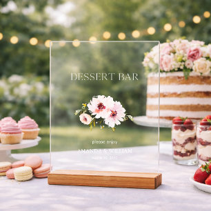 Élégant panneau de la barre de dessert fleurie