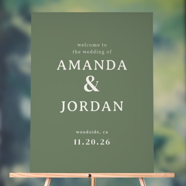 Élégant panneau de mariage typographique olive (Neutre)