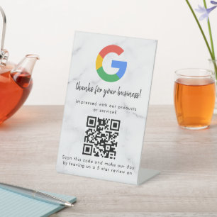 Élégant panneau de table QR code pour les avis Goo