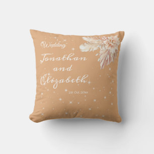 Elegant papas grass newlyweds script custom couple throw pillow