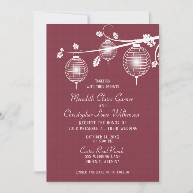 Elegant Paper Lanterns Wedding Invitation (Front)