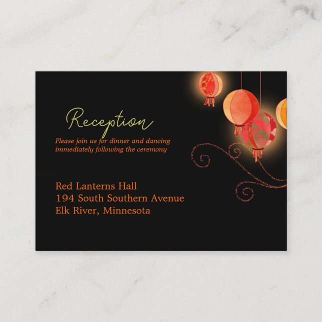Elegant Paper Lanterns Wedding Reception Enclosure Card (Front)