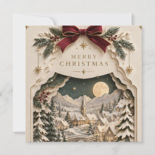 Elegant Papercut Christmas ,Layered Winter holiday Thank You Card