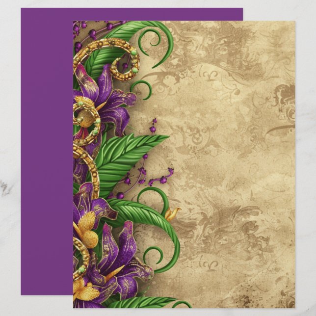 Élégant papier à scandale Vintage violet (Devant / Derrière)