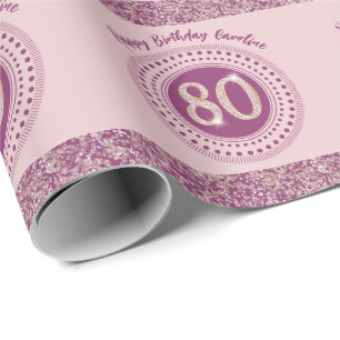 Élégant papier cadeau 80e anniversaire paillettes