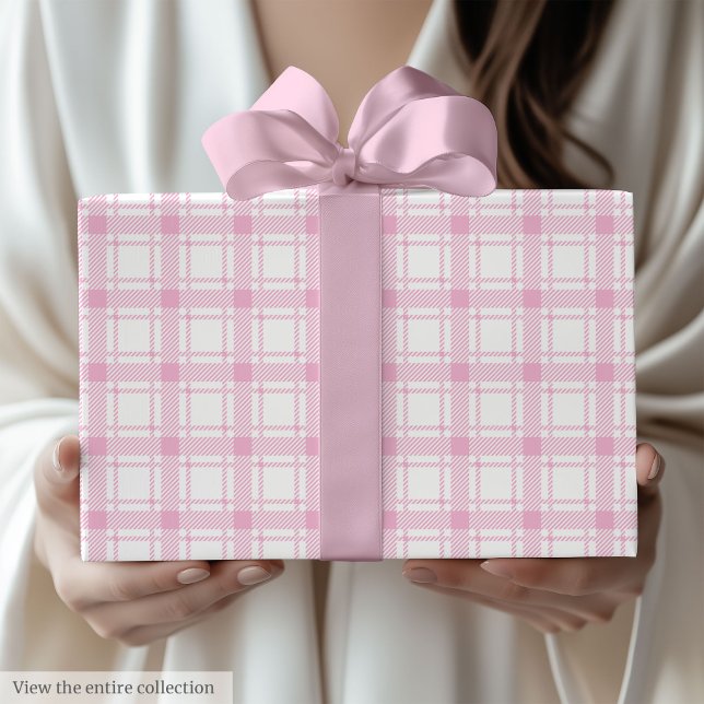Élégant papier cadeau à carreaux rose clair pour 5 (Elegant Light Pink Gingham 50th Birthday Wrapping)