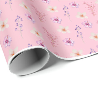 Élégant papier cadeau à motif floral rose pastel