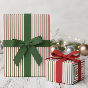 Élégant papier cadeau à rayures rouges et vert cha