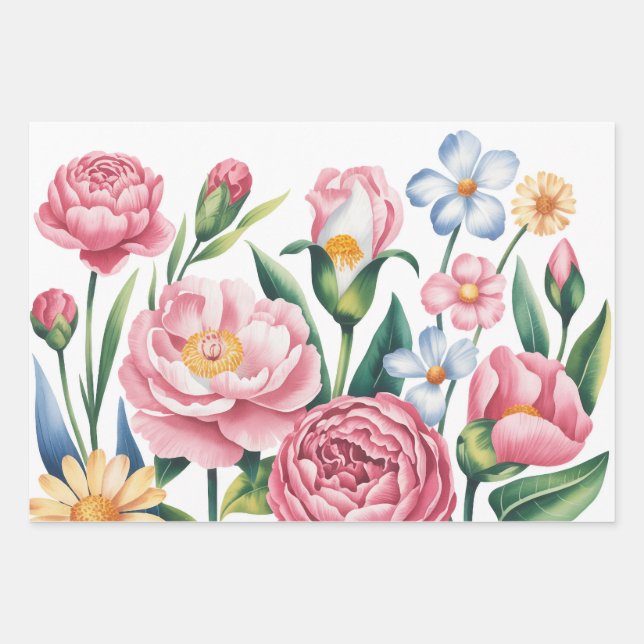 Élégant papier d'enveloppement de jardin floral (Devant)