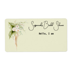 Élégant papier-frontière floral Étiquette Nom bali