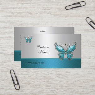 Élégant papillon Carte de visite Turquoise bleu 2