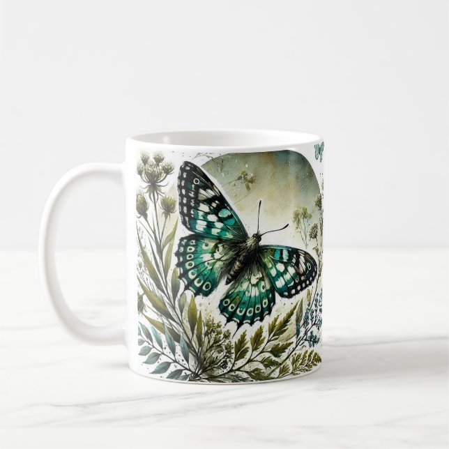 Elégant Papillon Design Céramique Café Mug (Gauche)