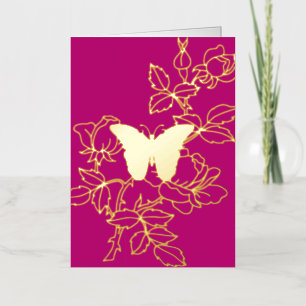 Elégant Papillon Floral Plié Carte à huile