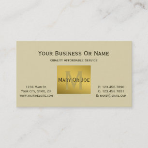 Elegant Parchment Cream, Luxury Gold Monogram Name Business Card