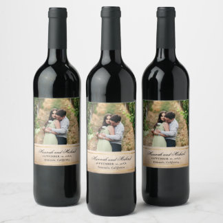 Elegant Parchment Paper Template Wedding Wine Label