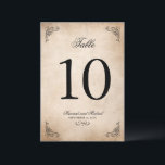 Elegant Parchment Wedding Table Number Card<br><div class="desc">IMPORTANT NOTE: After adding your name and date, change the table card number, then add the quantity of "1" to your cart. Repeat the process of just changing the number for each individual card until you have all of them in your cart before checking out. Create your own personalized, elegant...</div>