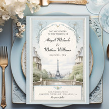 Elegant Paris Eiffel Tower Powder Blue Wedding