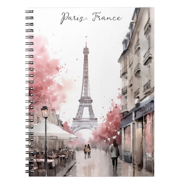 Elegant Paris France Eiffel Tower Painting Notebook (Front)
