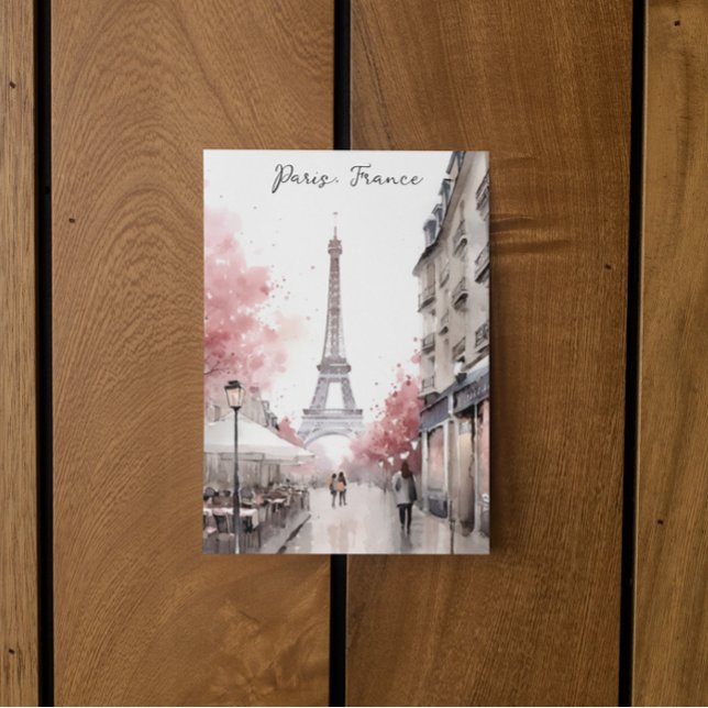 Elegant Paris France Eiffel Tower Painting Postcard (Paris France Romantic Travel Postcard)