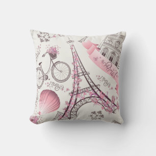 Elegant Paris France Fashion Sketch Throw Pillow