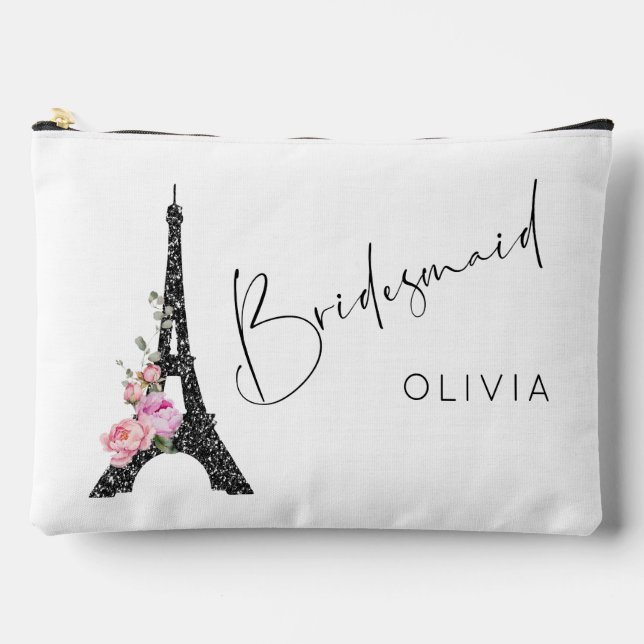Elegant Paris theme Eiffel tower bridesmaid makeup Accessory Pouch (Front)