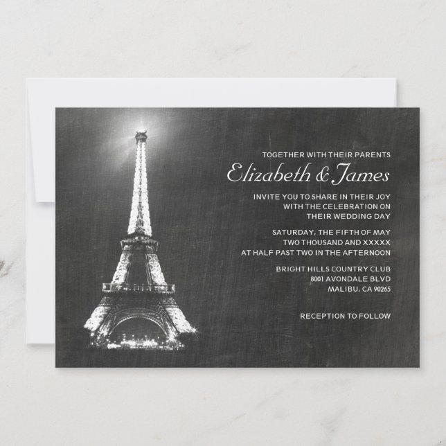 Elegant Paris Wedding Invitations (Front)