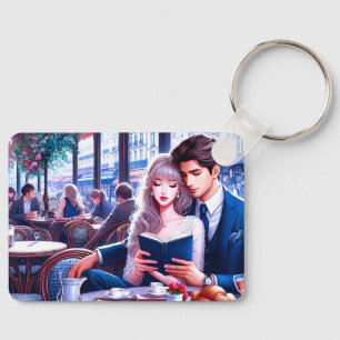 Elegant Parisian Cafe Date: A Romantic Escape Keychain