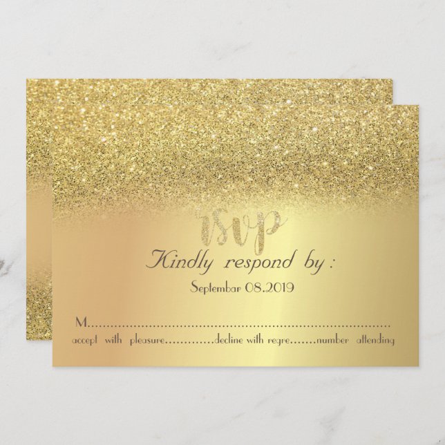 Elegant Parties scintillant or Bokeh carte RSVP (Devant / Derrière)