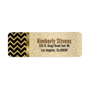 Elégant Parties scintillant or noir Chevron or Acc