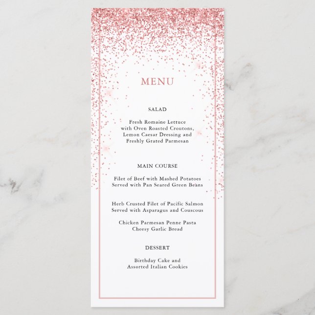 Élégant Parties scintillant rose menu Occasion spé (Devant)