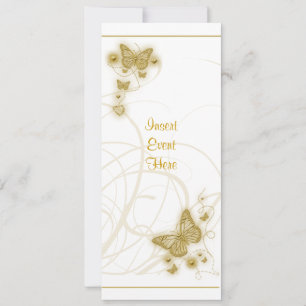Elegant party gold butterfly floral white invitation