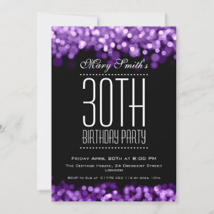 Elegant Party Invitation Sparkling Lights Purple