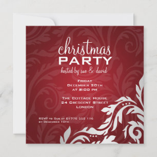 Elegant Party Invitation Swirly Flourish Red