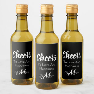 Elegant Party Monogram Cheers Favour Mini Bottle Wine Label