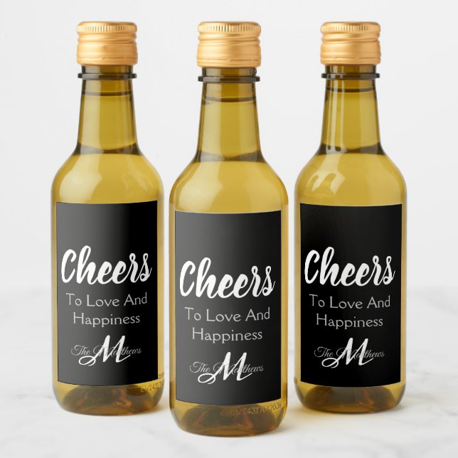 Elegant Party Monogram Cheers Favour Mini Bottle  Wine Label (Bottles)
