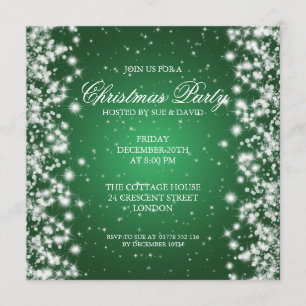 Elegant Party Sparkle Green Invitation