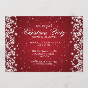 Elegant Party Sparkle Red Invitation