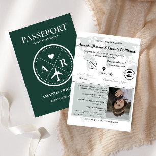 Elégant passeport Emerald Faire-part de mariage ph