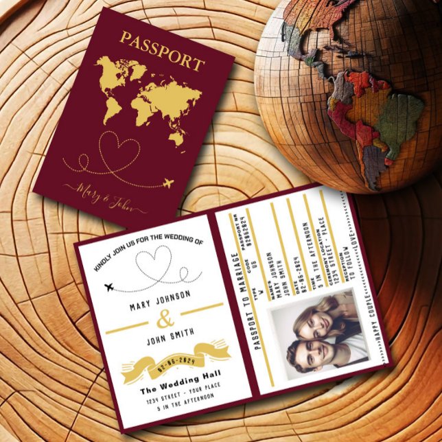 Elegant Passport Wedding Invitation Travel Design (Creator Uploaded)