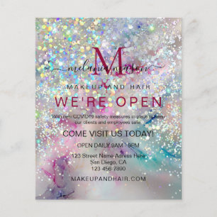 Elegant Pastel Alcohol Ink Holographic Glitter Flyer