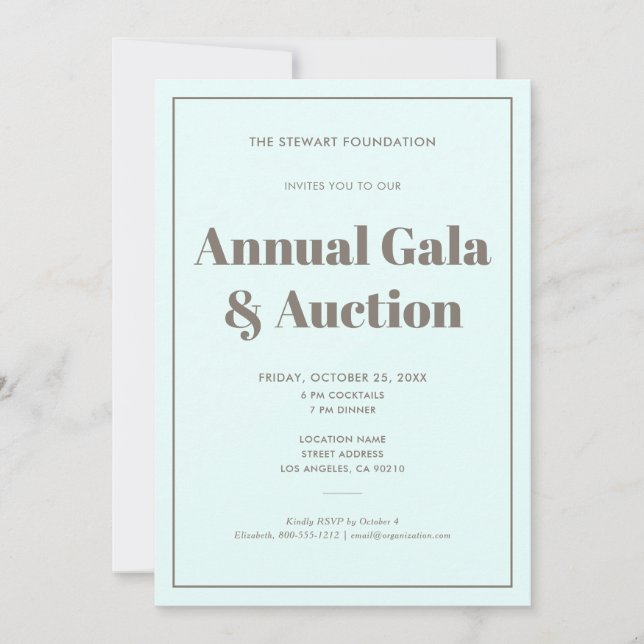 Elegant Pastel Aqua Blue Minimalist Business Event Invitation (Front)