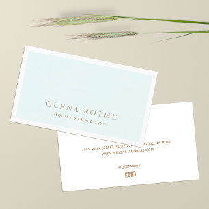 Elegant Pastel Aqua Professional Calling Card